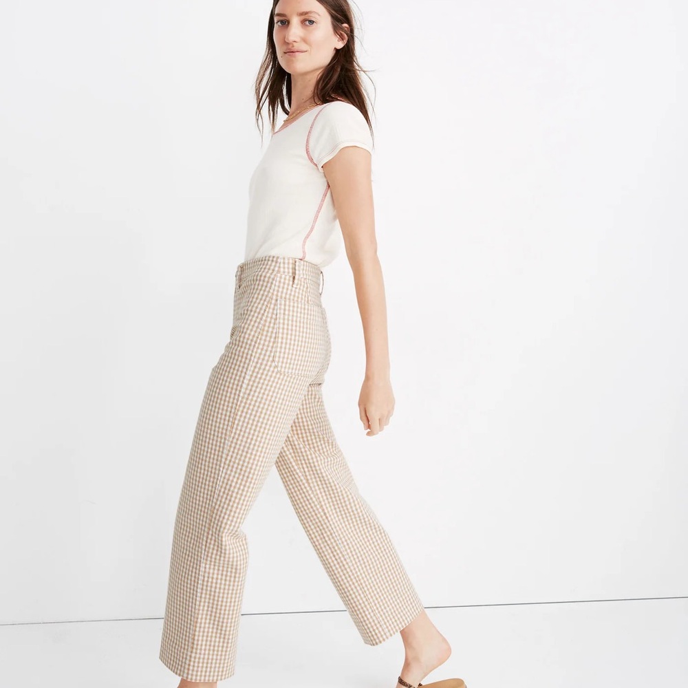 Madewell Tan Gingham Emmett Pants - Picture 3 of 4